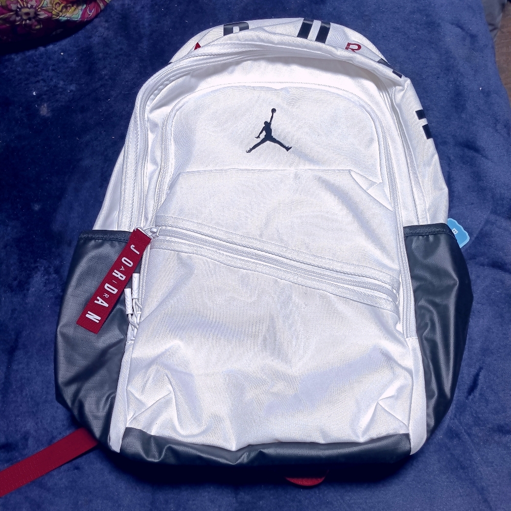 Jordan Men's Backpack in White and Black with Red Accents